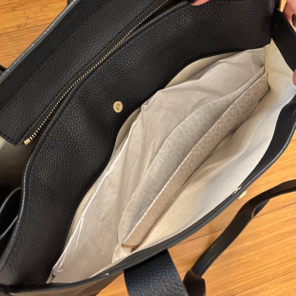 Michael Kors - Romee Large Pebbled Leather Tote Bag - Black - Picture 6 of 6